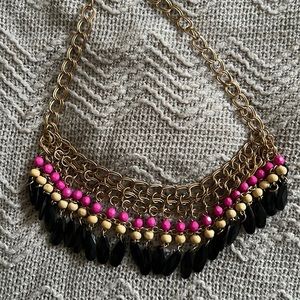 Gold necklace with pink accent beads 💖